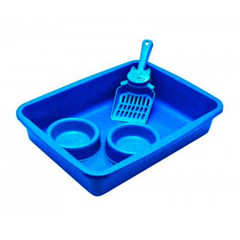 Kit Bandeja Higiênica para Gatos com Pá — Azul