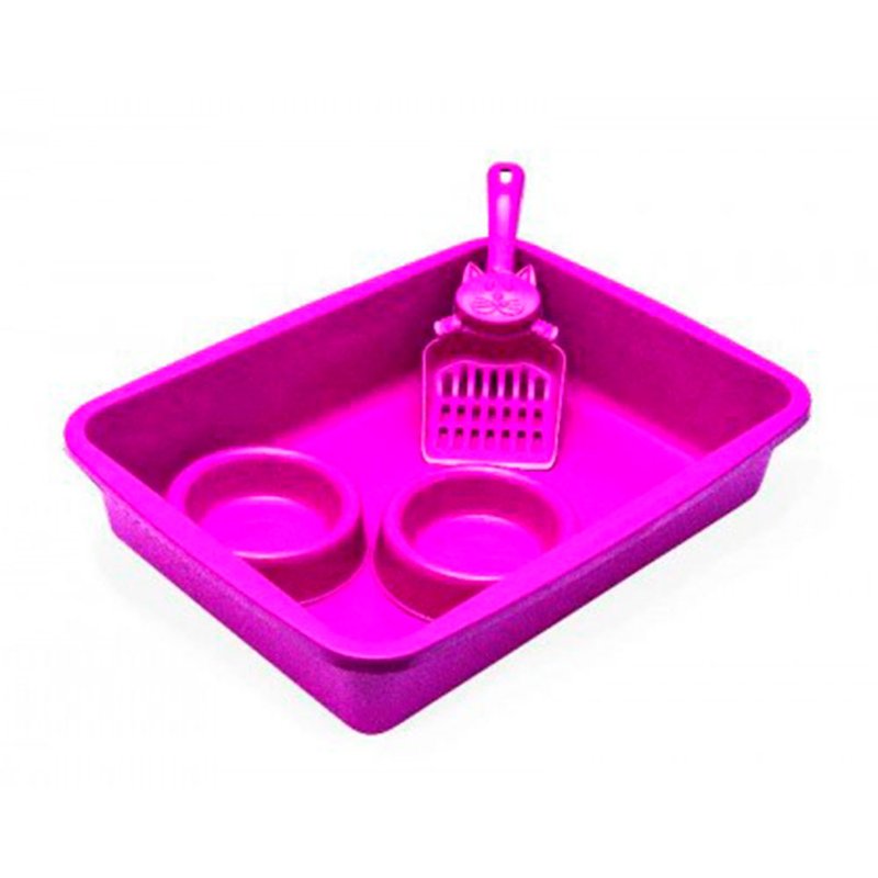 Kit Bandeja Higiênica para Gatos com Pá — Rosa