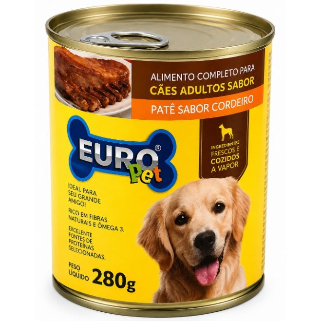 Patê em Lata Europet Cães Adultos Cordeiro 280g