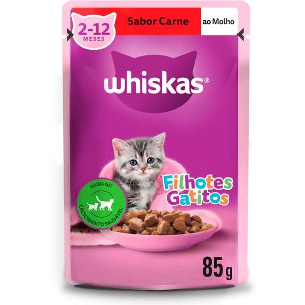 Sachê Whiskas Gatos Filhotes Carne ao Molho 85g